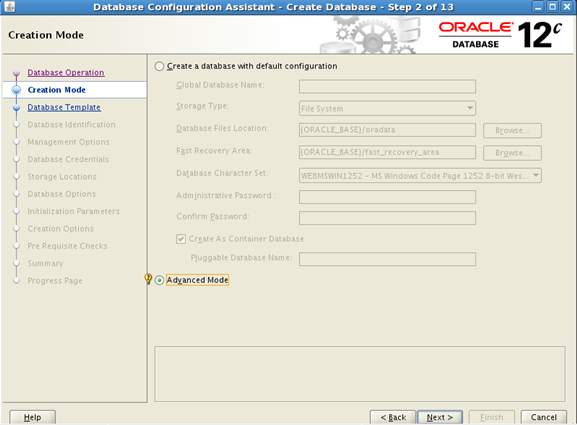 create oracle database using dbca