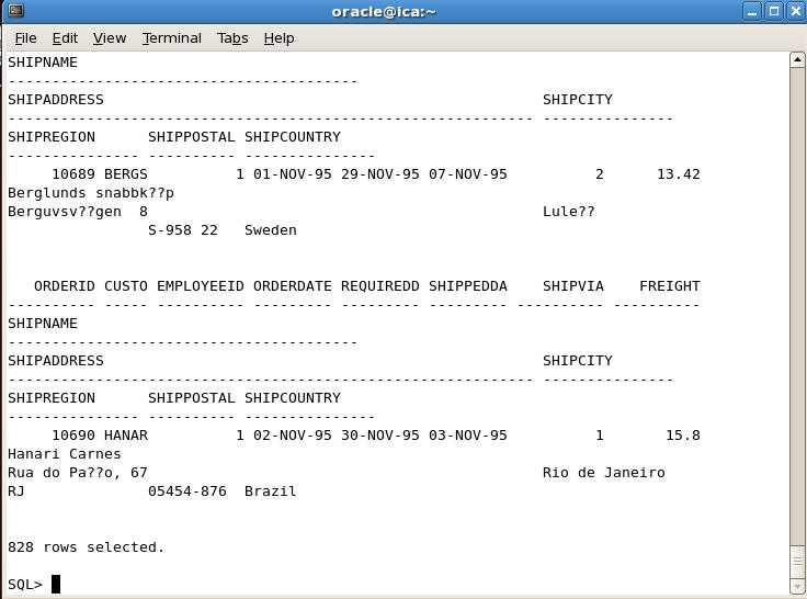 sqlplus plus output