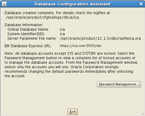 database account details