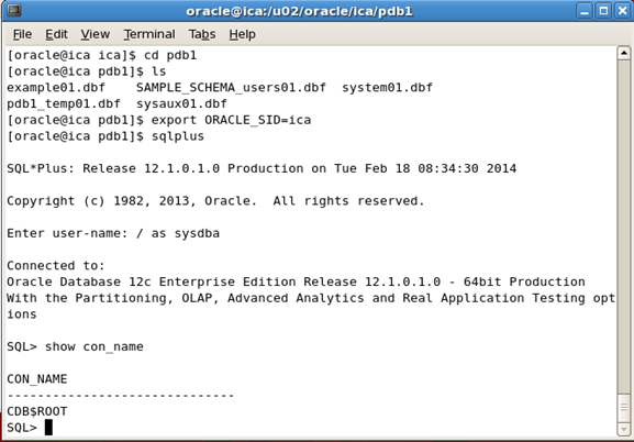 connecting to pluggable database using sqlplus